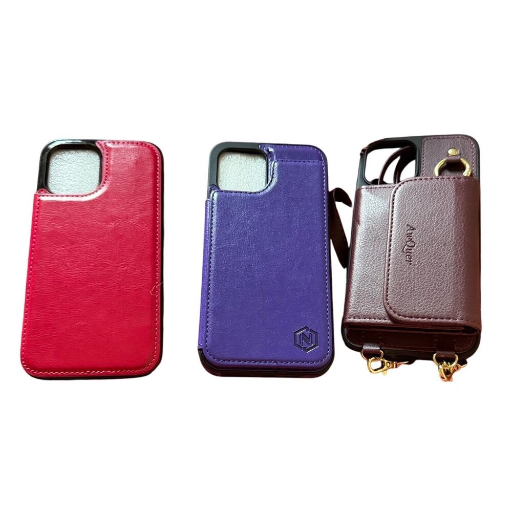 iPhone 12 Pro Max Folio Case Bundle NWT Wallet Cases Red Purple Crossbody
